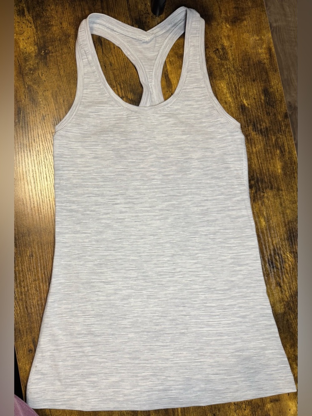 Lululemon Cool Racerback Long Tank Top Light Gray Stripe Estimated Size 6 - Picture 2 of 4